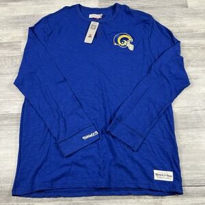 Men's XLT Mitchell & Ness LA Rams NFL Throwback Blue Long Sleeve‎ T-Shirt NEW